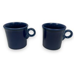 Homer Laughlin Fiesta Coffee Mugs Cobalt Blue Lot of 2 Ceramic Round Ring Handle